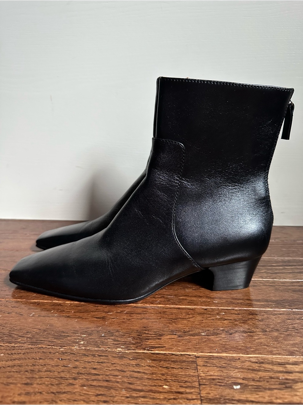 NWOB Madewell Lexie Ankle Boot Black Leather Block Heel Square Toe Size 8 - Picture 9 of 14